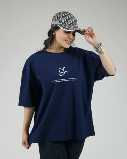 تیشرت باکسی طرح پروانه