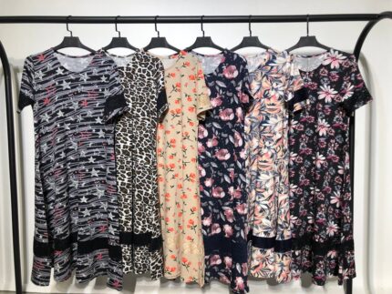 سارافون کلوش آستین کوتاه دمپا گیپور