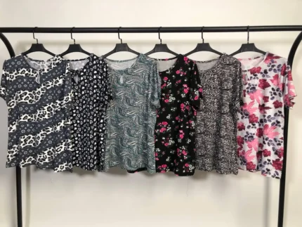 تیشرت ویسکوز یقه اشکی پک طرح بندی پنجم