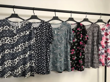 تیشرت ویسکوز یقه اشکی پک طرح بندی پنجم