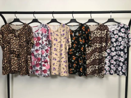 تیشرت ویسکوز یقه اشکی پک طرح بندی چهارم