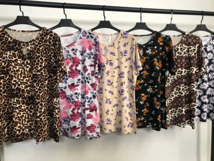 تیشرت ویسکوز یقه اشکی پک طرح بندی چهارم