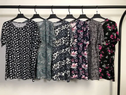 تیشرت ویسکوز یقه گرد پک طرح بندی دوم