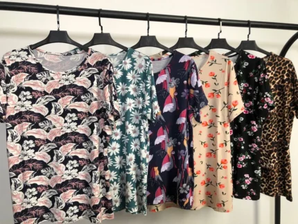 تیشرت ویسکوز یقه گرد پک طرح بندی سوم