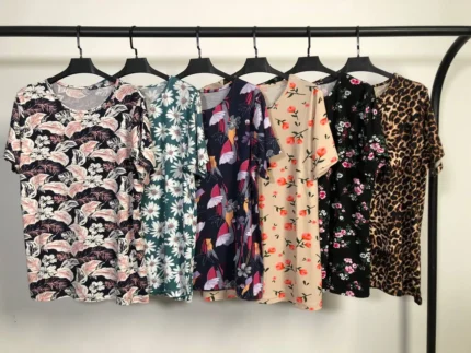 تیشرت ویسکوز یقه گرد پک طرح بندی سوم