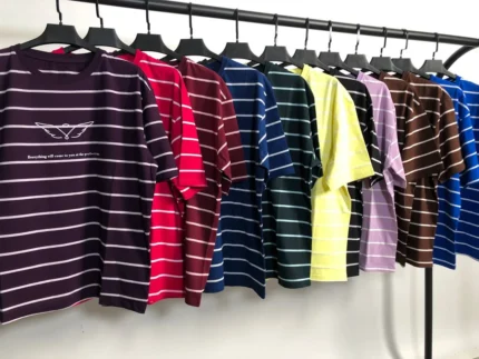 تیشرت باکسی راه راه چاپ بال فرشته