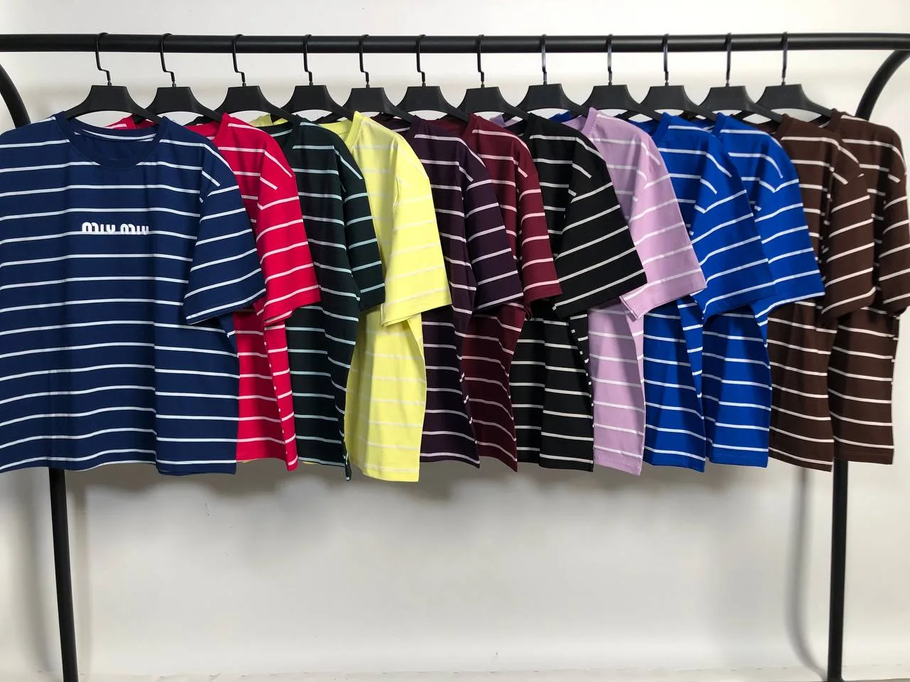 تیشرت باکسی راه راه چاپ میو میو