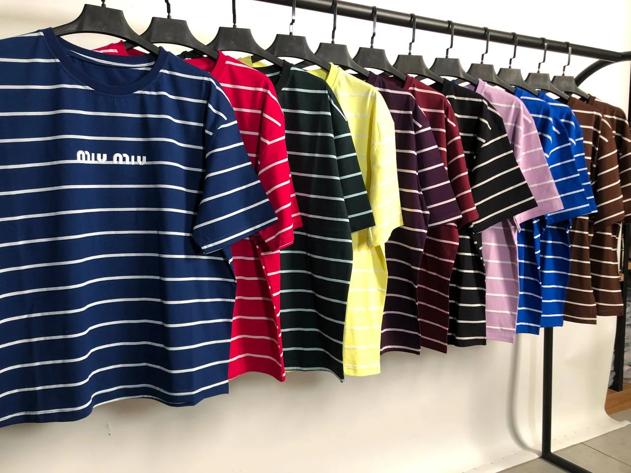 تیشرت باکسی راه راه چاپ میو میو