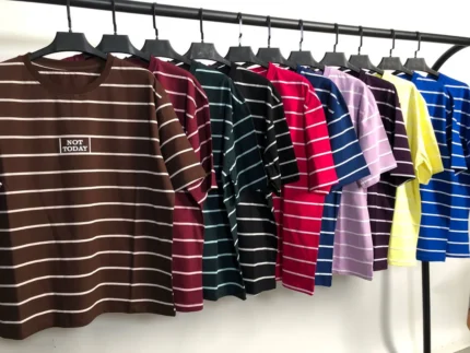 تیشرت باکسی راه راه چاپ نات تودی