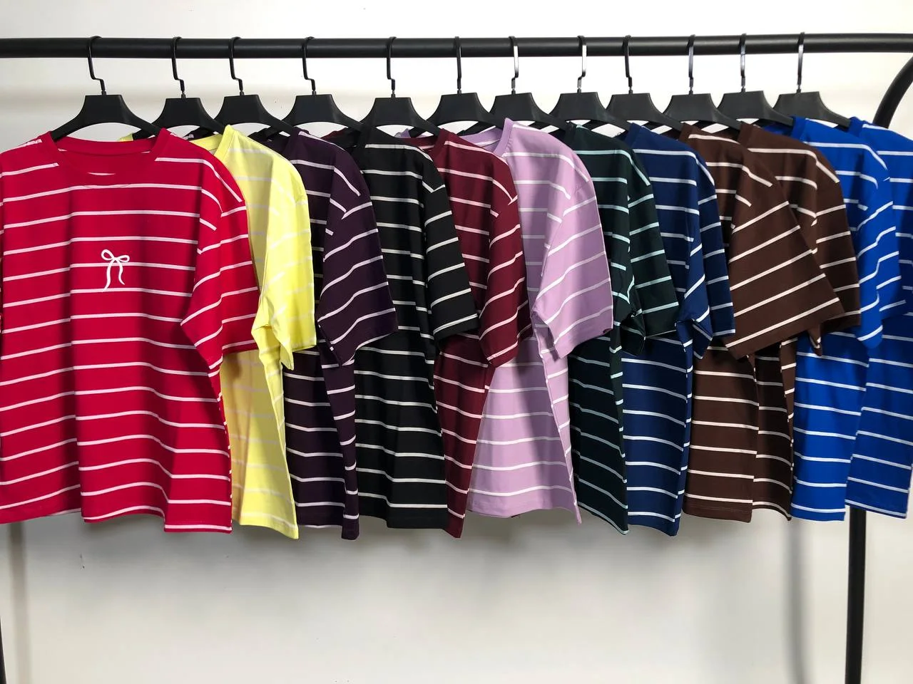 تیشرت باکسی راه راه چاپ پاپیون