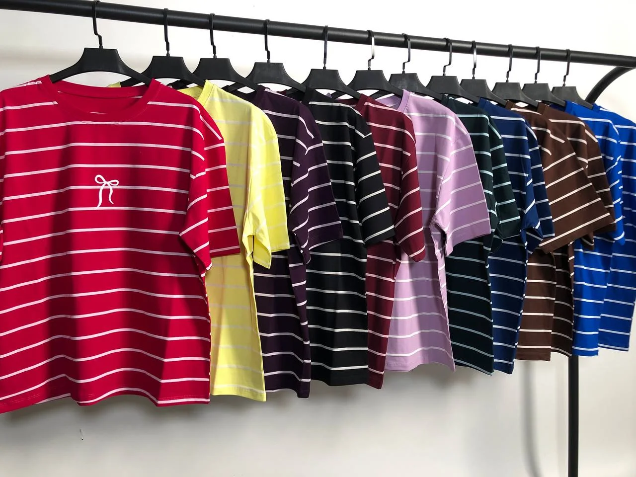 تیشرت باکسی راه راه چاپ پاپیون