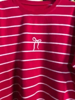 تیشرت باکسی راه راه چاپ پاپیون