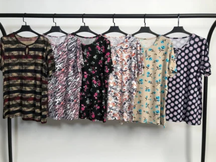 تیشرت ویسکوز یقه اشکی پک طرح بندی اول