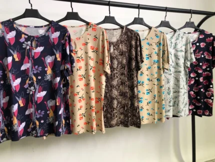 تیشرت ویسکوز یقه اشکی پک طرح بندی اول