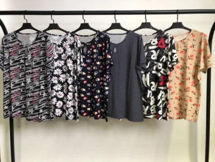 تیشرت ویسکوز یقه اشکی پک طرح بندی دوم