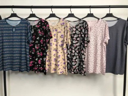 تیشرت ویسکوز یقه اشکی پک طرح بندی دوم