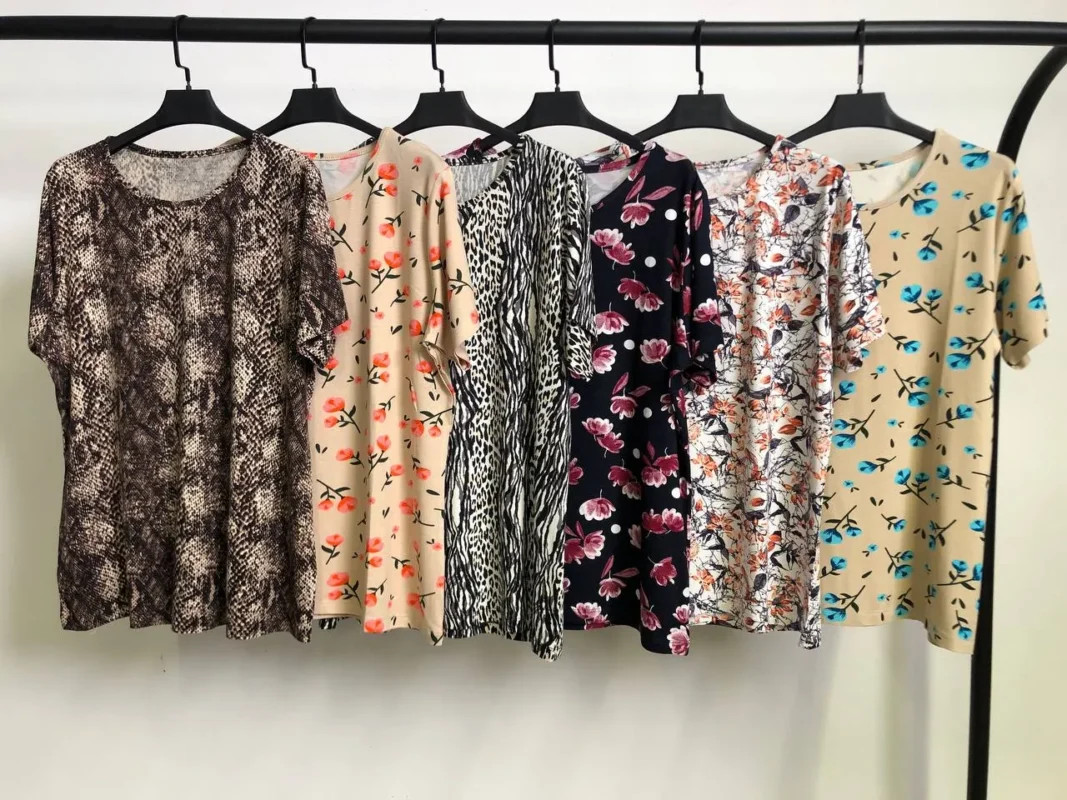 تیشرت ویسکوز یقه گرد پک طرح بندی اول