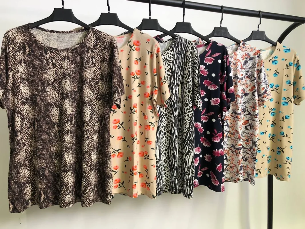 تیشرت ویسکوز یقه گرد پک طرح بندی اول