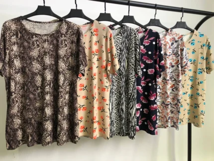 تیشرت ویسکوز یقه گرد پک طرح بندی اول