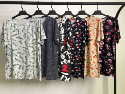 تیشرت ویسکوز یقه گرد پک طرح بندی سوم