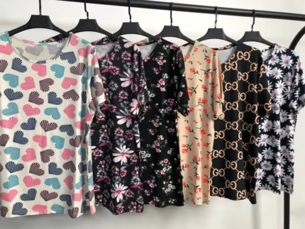 تیشرت ویسکوز یقه گرد پک طرح بندی سوم