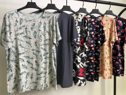 تیشرت ویسکوز یقه گرد پک طرح بندی سوم