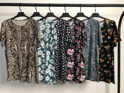 تیشرت ویسکوز یقه گرد پک طرح بندی ششم