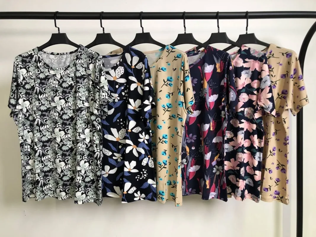 تیشرت ویسکوز یقه گرد پک هفتم