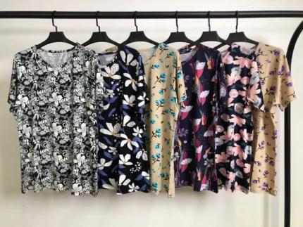 تیشرت ویسکوز یقه گرد پک هفتم