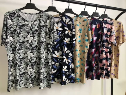 تیشرت ویسکوز یقه گرد پک هفتم