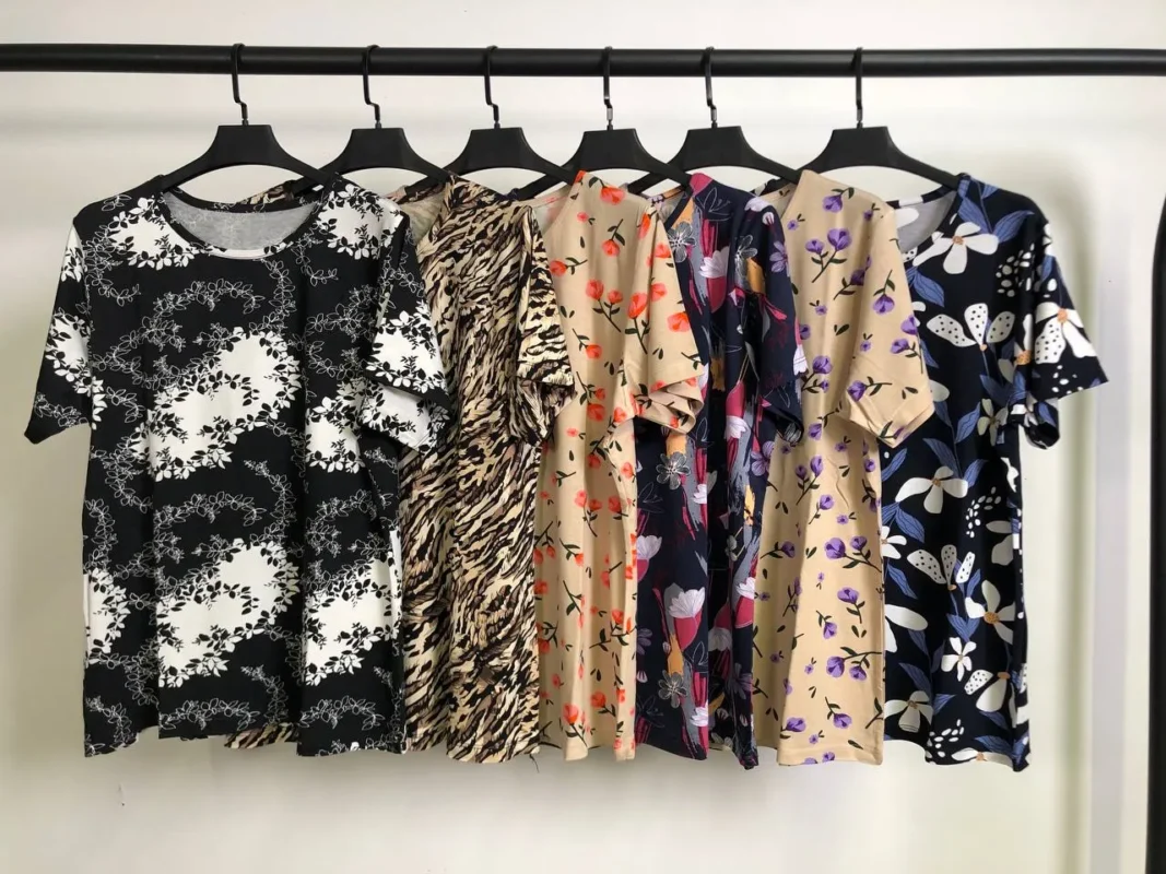 تیشرت ویسکوز یقه گرد پک چهارم