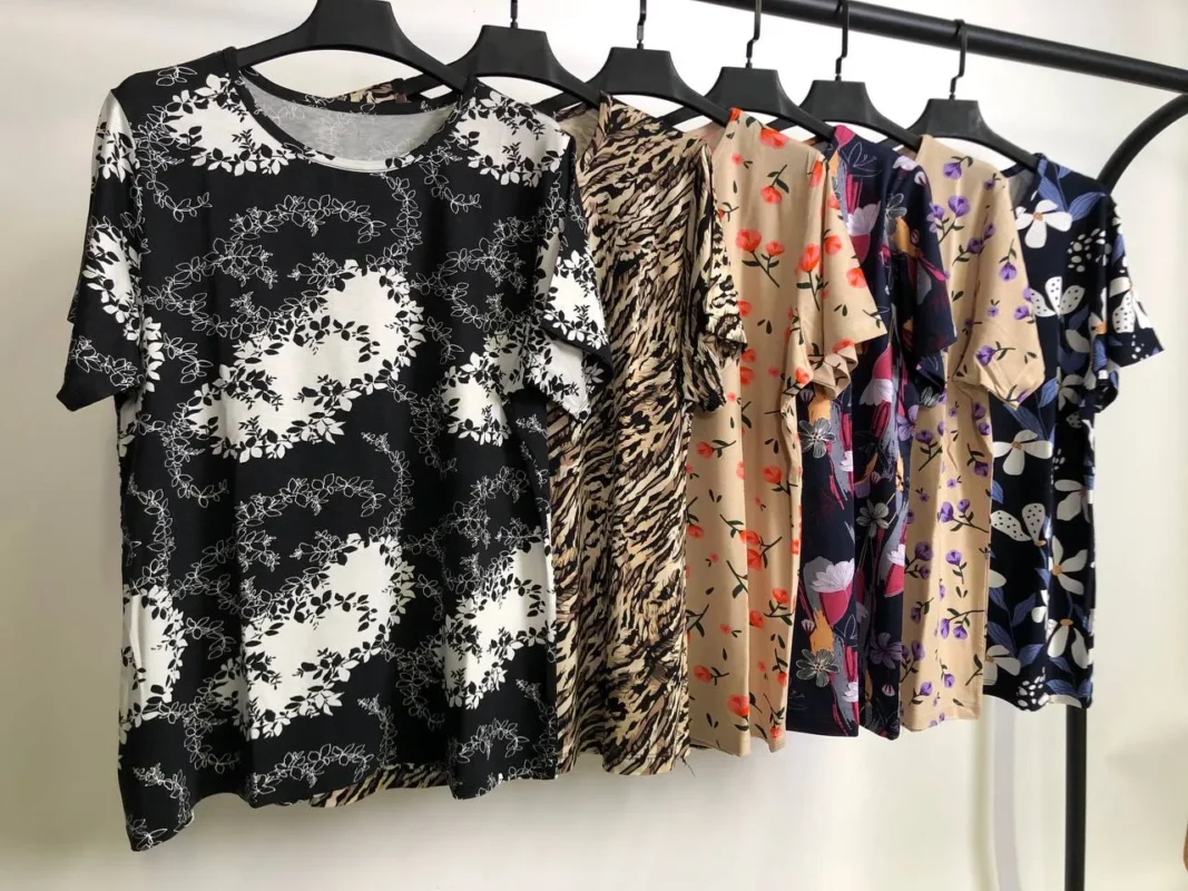 تیشرت ویسکوز یقه گرد پک چهارم