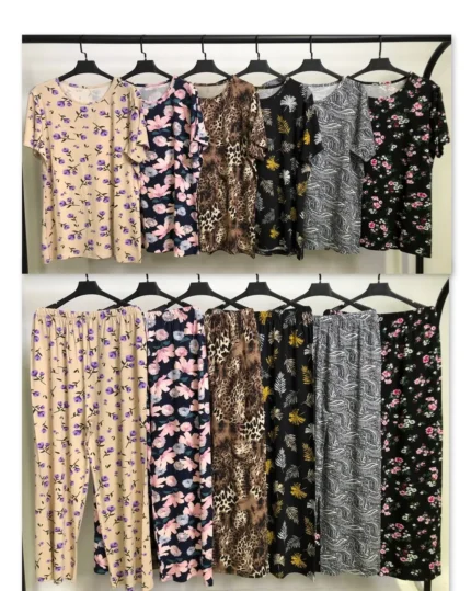 ست تیشرت و شلوار ویسکوز پک طرح بندی اول