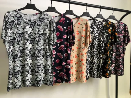 ست تیشرت و شلوار ویسکوز پک طرح بندی سوم