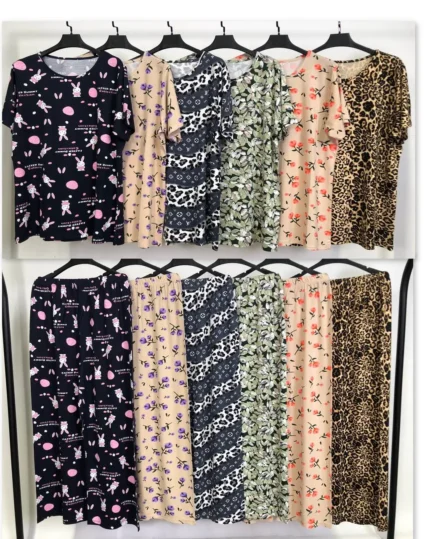 ست تیشرت و شلوار ویسکوز پک طرح بندی اول