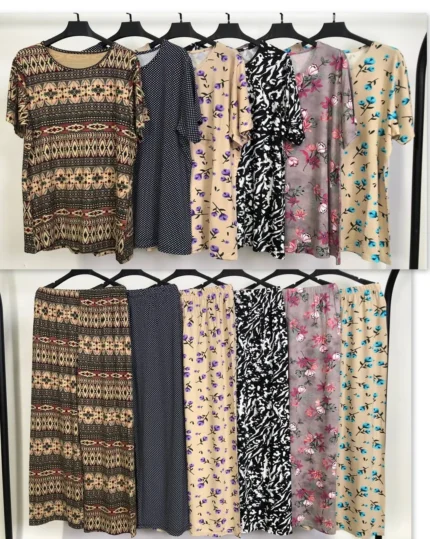 ست تیشرت و شلوار ویسکوز پک طرح بندی سوم