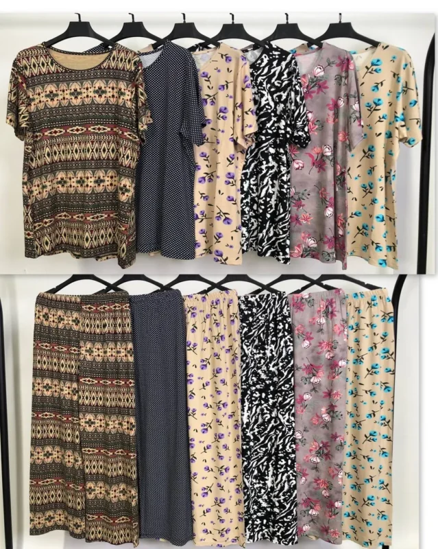 ست تیشرت و شلوار ویسکوز پک طرح بندی سوم